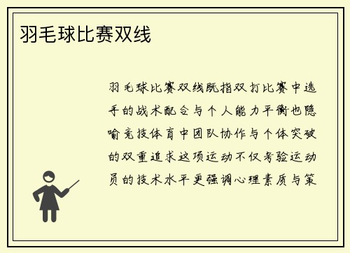 羽毛球比赛双线